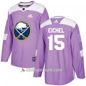 Män Ishockey Buffalo Sabres Tröja Jack Eichel 15 Adidas 2017-2018 Lila Fights Cancer Practice Authentic
